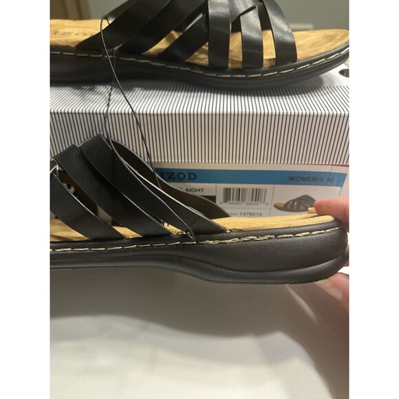 Izod Slaight Strappy Crisscross Strap Slip On Sandals Black Sz 10 NIB - Picture 7 of 16